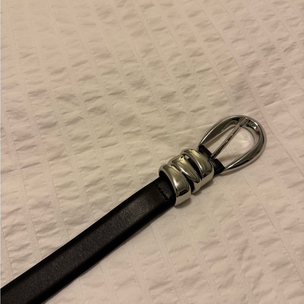 Madewell Triple Metal Keeper Belt in Black Leather size XXL - Picture 4 of 5